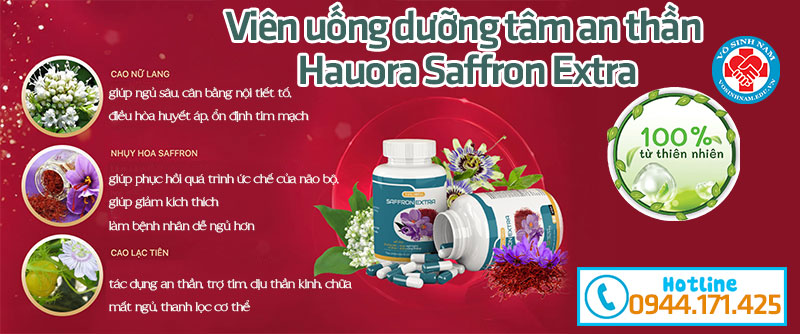 thành phần viên uống dưỡng tâm an thần Hauora Saffron Extra