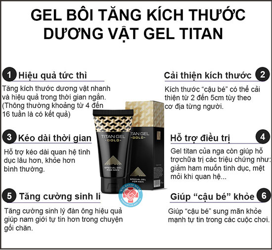 Giải pháp tăng kích thước cậu nhỏ bằng Gel Titan Gold