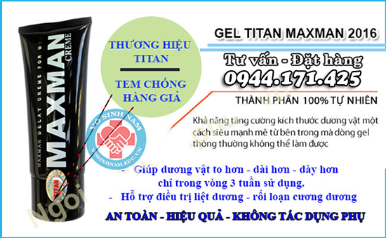 Gel titan chính hãng đảm bảo hiệu quả và an toàn tuyệt đối